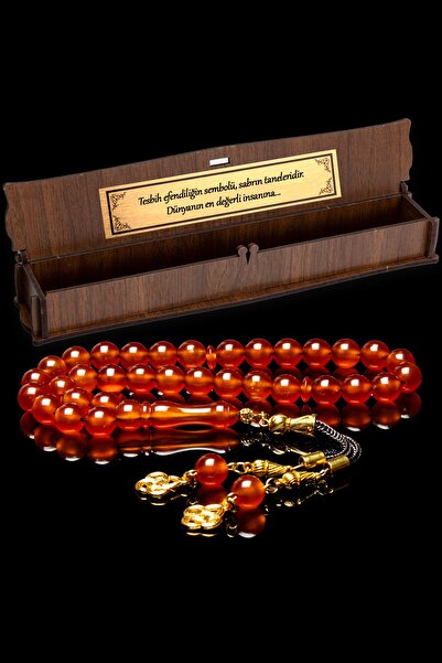 OTTOTESBİH Powder Amber Rosary in Ottoman Tones Silver Plated Tassel