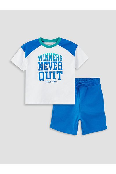 LC Waikiki Crew Neck T-Shirt and Shorts for Baby Boy - Set of 2