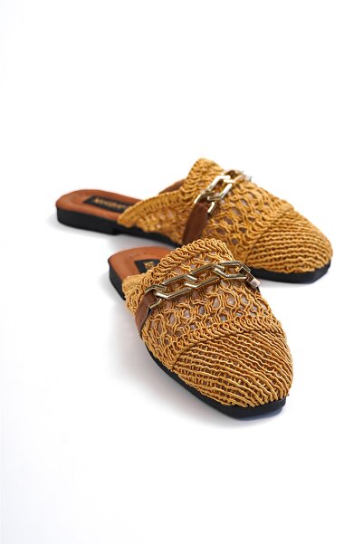 NESLİHAN KÖK WOMEN'S STRAW FRONT CLOSED SLIPPERS