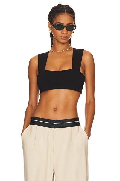 By Kul Design TOP CROP JERSE CU BRETE GROSI NEGRU DE DĂME