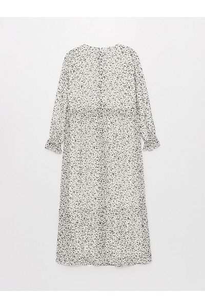 LC Waikiki Γυναικείο φόρεμα με μακρυμάνικο oversize σχέδιο με λαιμόκοψη