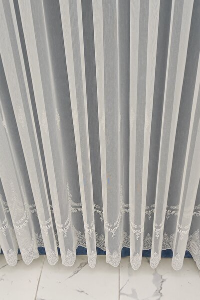 Tül Shop New Season Linen Look No Iron Required 1x3 Tulle Curtain with Sprinkle Pattern