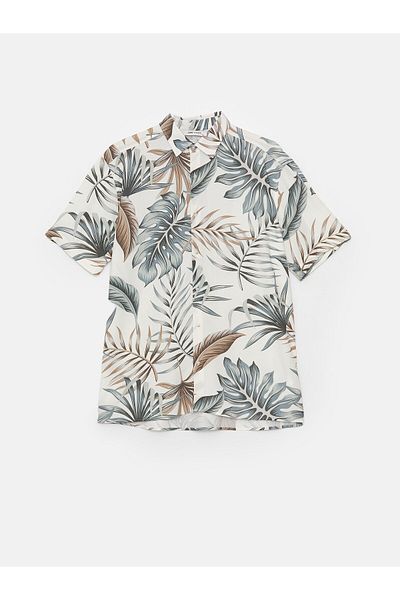 LC Waikiki Viscose Patterned Men's Shirt - Regular Fit, Short Sleeve