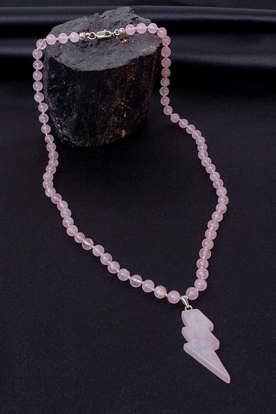 Dünya Doğal Taş Pink Quartz Stone Necklace