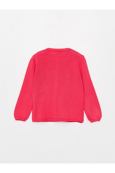 LC Waikiki Crew Neck Long Sleeve Self Patterned Baby Girl Knitwear Cardigan