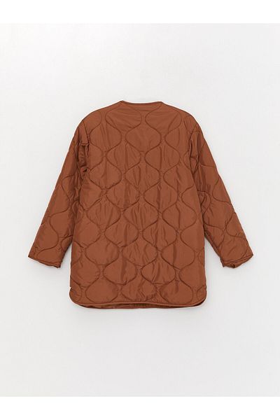 LC Waikiki Crew Neck Quilted Patterned Long Sleeve Women's Puffer Jacket