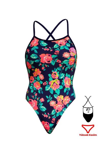 FUNKİTA Funkita TMT Full Bloom Kadın Antrenman Mayo, Sırt Bağlamalı