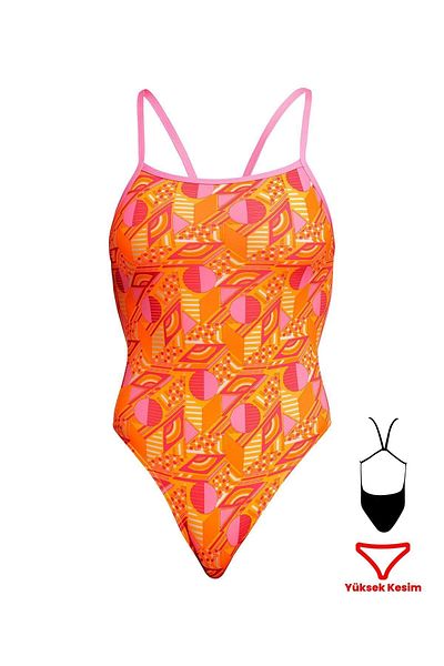 FUNKİTA Funkita SST Orange Crush Women's Training Swimsuit, Wide Back Thin Strap