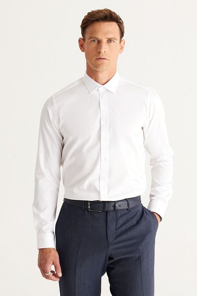 ALTINYILDIZ CLASSICS Cămașă pentru bărbați, albă, fără călcat, slim fit, 100% bumbac
