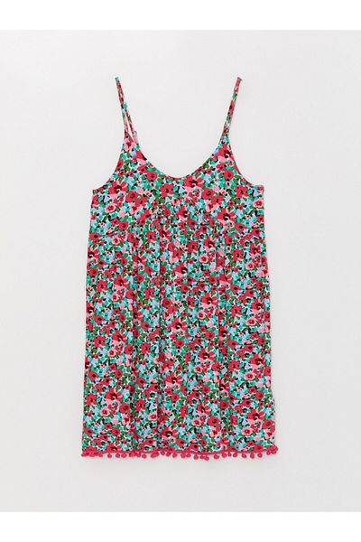 LC Waikiki Strandkleid für Damen mit V-Ausschnitt und Blumenträgern