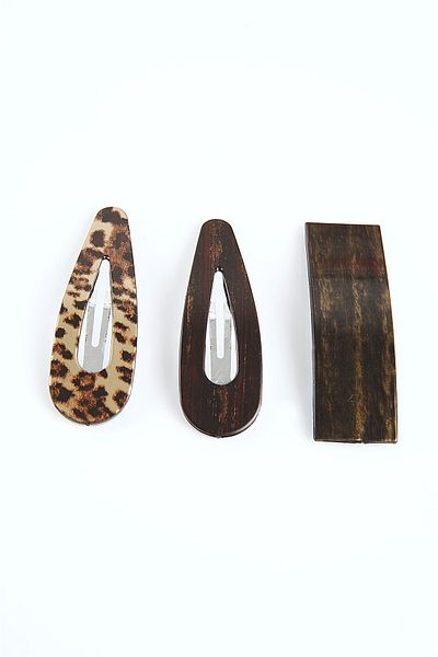 EUROMODA Leopard Patterned 3-Piece Clip Side Buckle Set