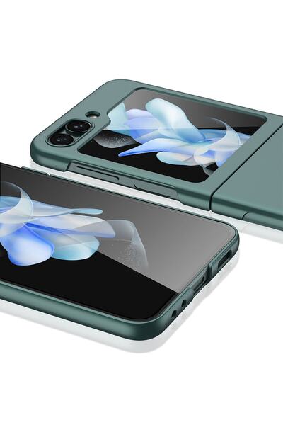 m.tk moveteck Samsung Galaxy Z Flip 5 Kılıf Katlanır Ultra İnce Hafif Arka Ekran Gösterir Tam Koruyucu Tarz Case