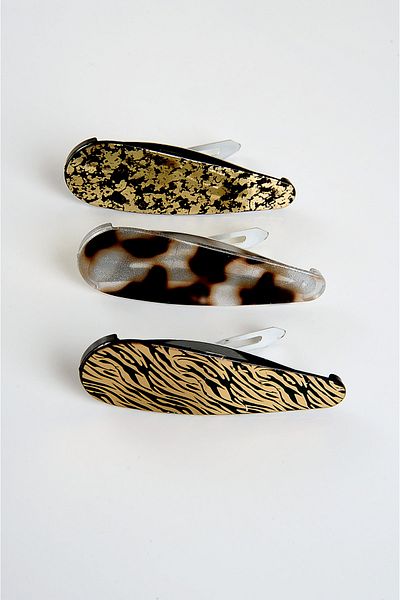 EUROMODA Leopard Patterned 3-Piece Clip Side Buckle Set