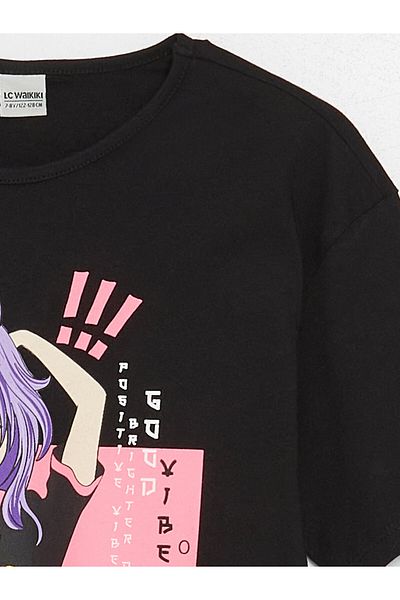 LC Waikiki Κοντομάνικο μπλουζάκι Girl - Crew Neck με στάμπα