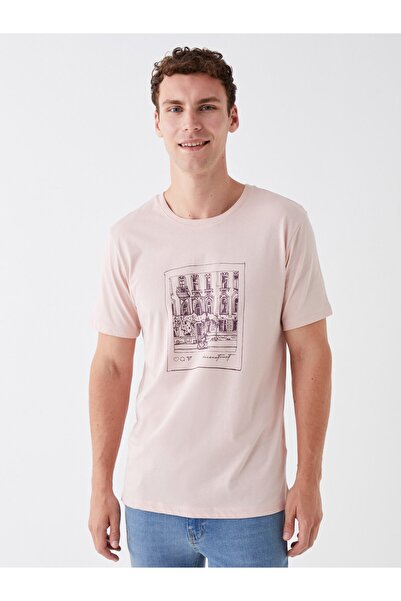 LC Waikiki Tricou cu imprimeu pentru bărbați din bumbac pieptănat - Gât crew,...