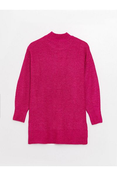 LC Waikiki Half Turtleneck Plain Long Sleeve Oversize Women's Knitwear Tunic