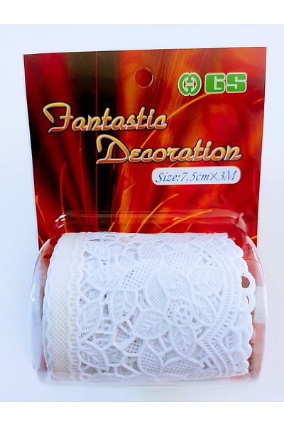 Blue Home Αυτοκόλλητο βολάν ραφιού Fantastica PVC Μέγεθος: Πλάτος: 7,5 cm x 3 m t Μήκος /ΛΕΥΚΟ