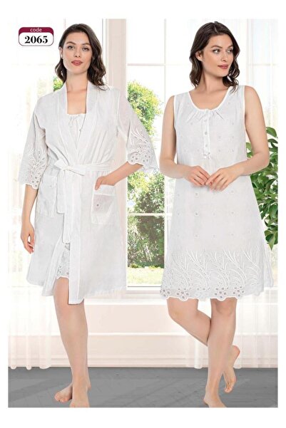 Magic Form 2065 Fistolu Lohusa Pamuklu Gecelik Sabahlık Takım