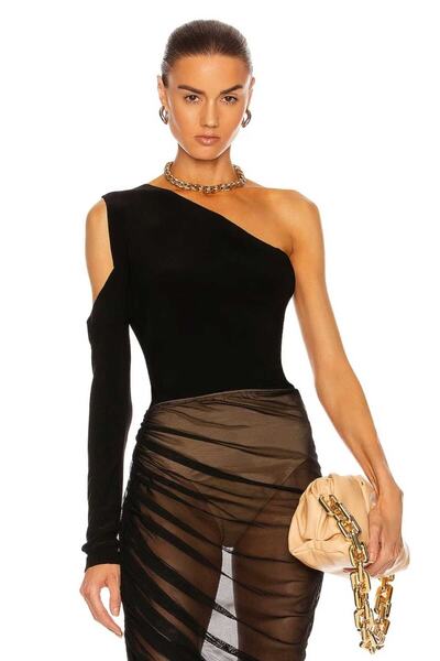 Zagrep Γυναικεία μαύρη μπλούζα με ένα μανίκι ώμου με λεπτομέρεια ειδικής σχεδίασης