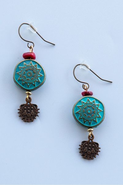 Lila Rosa Natural Stone Ethnic Authentic Earrings