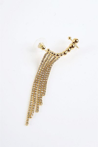 EUROMODA Specially Designed Strass Stone Gold and Silver Colored Cartilage Earrings