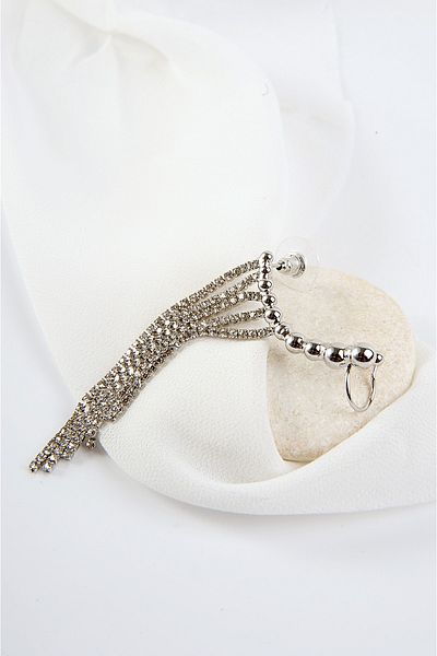 EUROMODA Specially Designed Strass Stone Gold and Silver Colored Cartilage Earrings