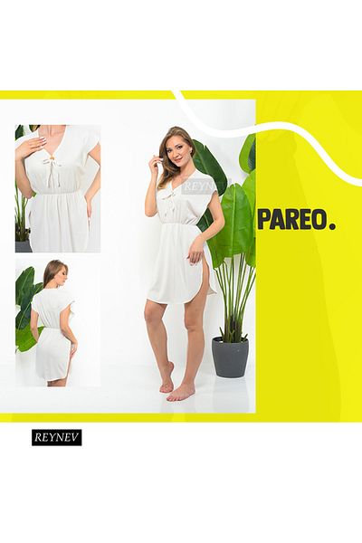 REYNEV New Season Summer Dress with Side Slit and Elastic Waist Suitable for All Sizes Pareo