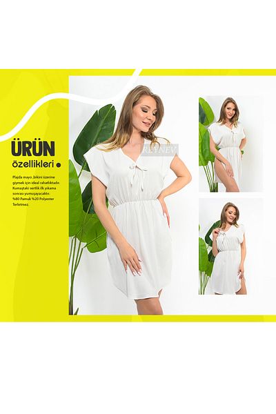 REYNEV New Season Summer Dress with Side Slit and Elastic Waist Suitable for All Sizes Pareo
