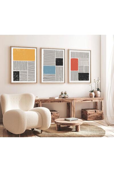 huhuli Ahşap Çerçeveli Soyut Tablo