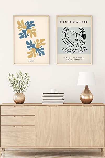 huhuli مجموعة فنية مكونة من طاولتين بإطار خشبي