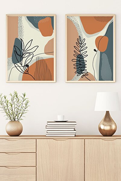 huhuli Ahşap Çerçeveli Soyut Tablo