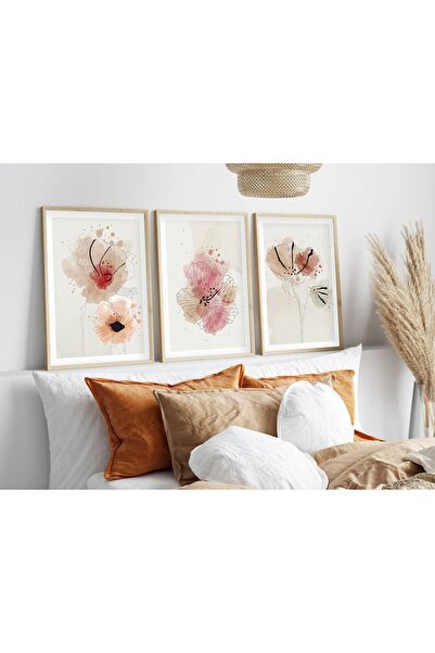 huhuli Ahşap Çerçeveli Minimalist 3’lü Tablo
