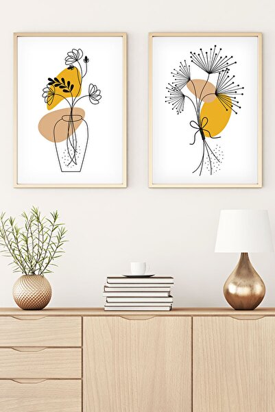 huhuli مجموعة من طاولتين بإطار خشبي