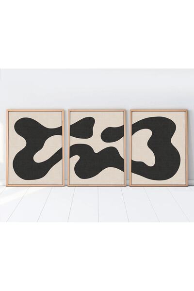 huhuli Ahşap Çerçeveli Minimalist 3’lü Tablo