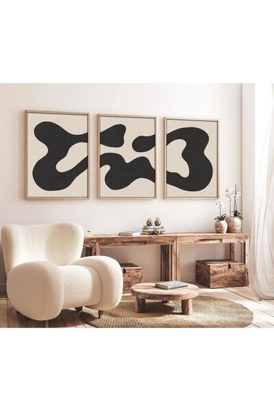 huhuli Ahşap Çerçeveli Minimalist 3’lü Tablo