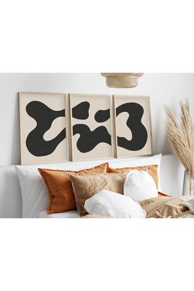 huhuli Ahşap Çerçeveli Minimalist 3’lü Tablo