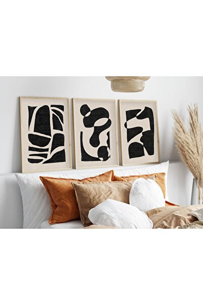 huhuli Ahşap Çerçeveli Minimalist 3’lü Tablo