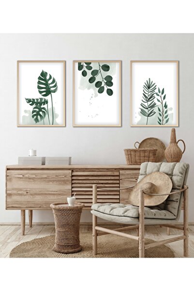 huhuli Ahşap Çerçeveli Minimalist Tablo Set