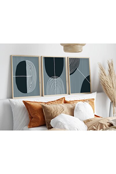 huhuli Ahşap Çerçeveli Minimalist 3’lü Tablo