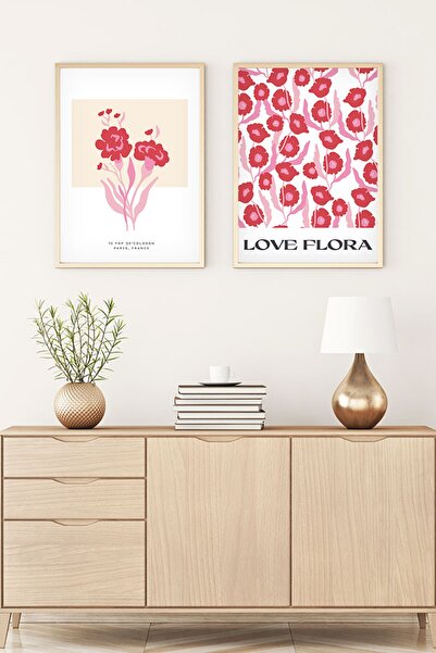 huhuli Ahşap Çerçeveli Sanatsal 2'li Set Tablo