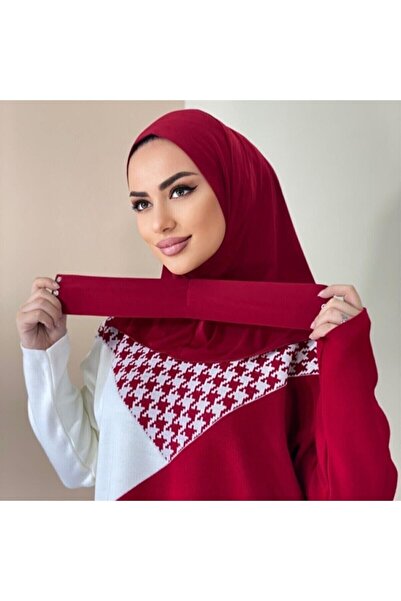 Organic Hijabchi Women's Hijab Combed Cotton Snap-Fast Neck Collar Hijap Bonnet Model Scarf Shawl