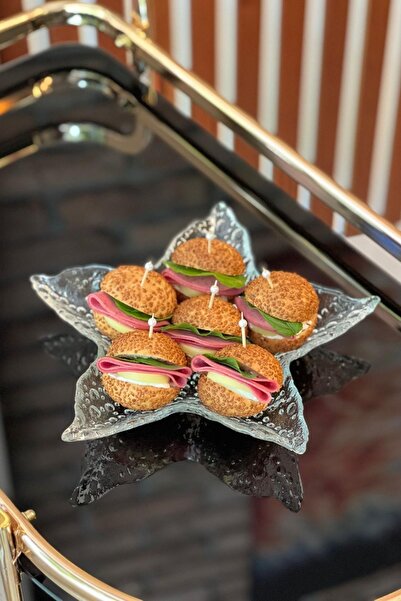 HERITAGE Şeffaf Mercan Deniz Yıldızı Cam Sunumluk Servis Tabağı Büyük Boy 26 Cm