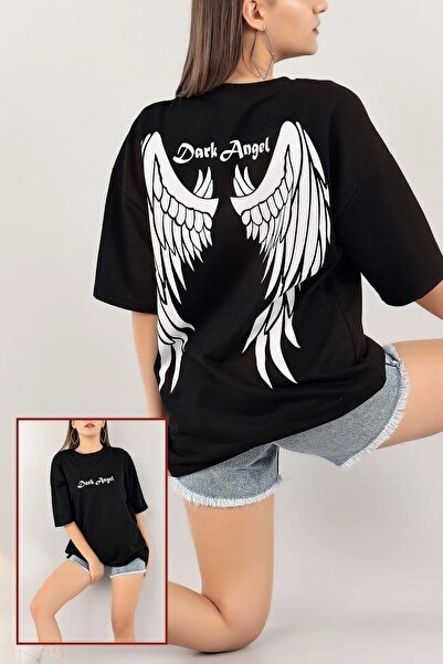 Machetta Tricou oversize cu imprimeu Dark Angel pentru femei de mărime mare