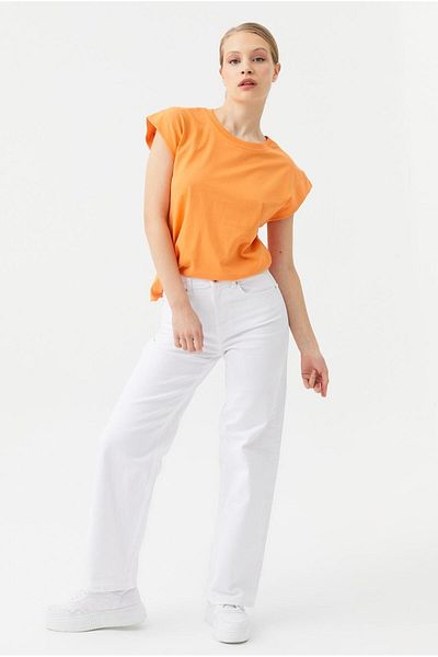 LİMABEL Ψηλόμεσο Lycra Λευκό Palazzo Jeans Παντελόνι Φαρδύ τζιν