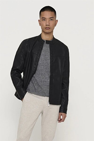 Yenikoza 22012339 Only & Sons Onsmıke Pu Racer Jacket Otw Vd Ανδρικό Δερμάτιν...