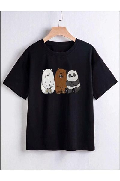 Revasser Tricou unisex pentru fată/băiat Buddy Bears, cu imprimeu personalizat, din bumbac pieptănat, cu decolteu rotund