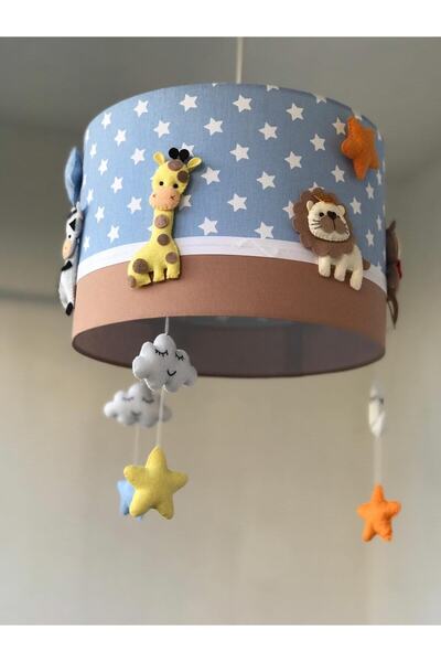 Leobabyroom Mavi Yıldızlı Kahve Renk Kombinli Hayvan Figür Bebek/Çocuk Odası ...