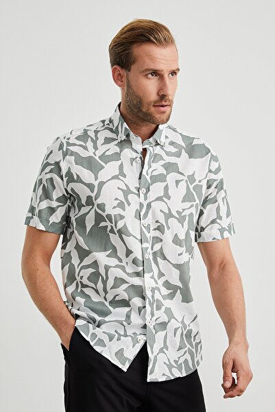 PAULMARK Navy Blue Floral Shirt