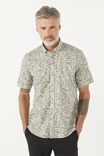 PAULMARK Leaf Pattern Shirt