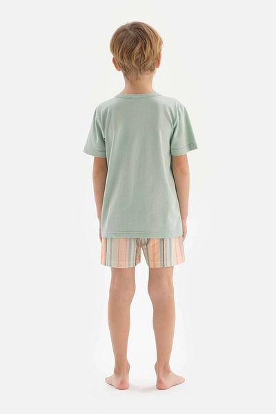 Dagi Mint Half Layer Embroidery Detailed T-Shirt Shorts Pajama Set